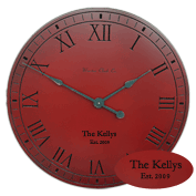 Red Antiqued Leather Personalized Clock