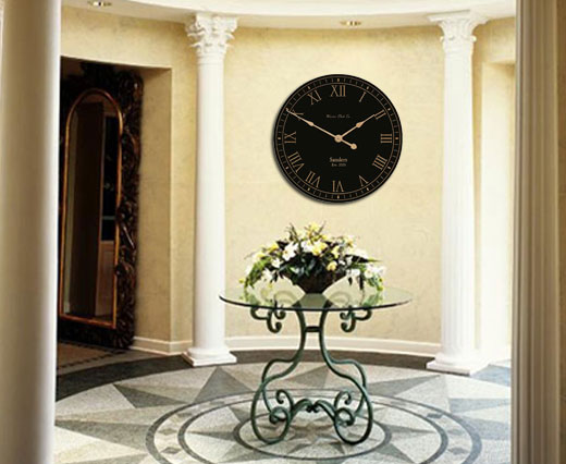 Black / Gold Clock in Foyer