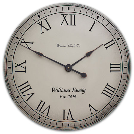 Weathered Gray Antiqued is the Color of this Personalized Clock