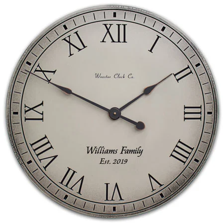 Weathered Gray Antiqued is the Color of this Personalized Clock