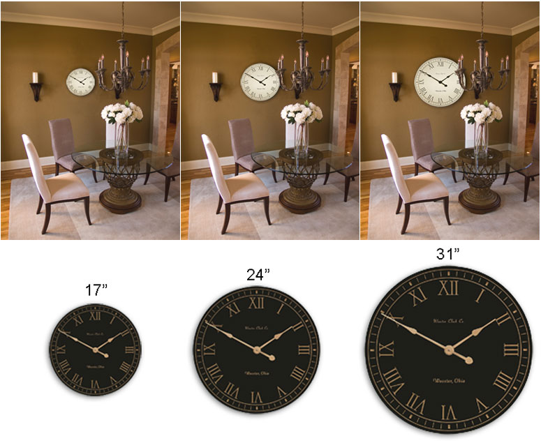 3 Sizes of Wall Clocks